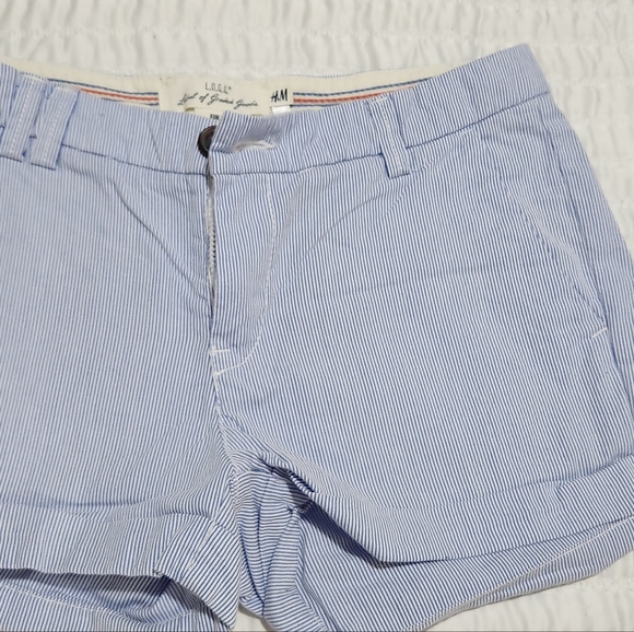H&M BLUE STRIPE SHORTS SIZE 4 - Picture 10 of 15